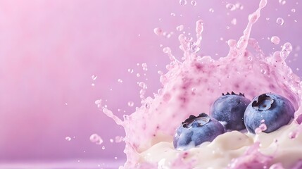 A blueberry fell onto the surface of the yogurt wall, Generative AI 