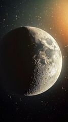 Obraz premium Stars and moon vintage illustration. space background. Ultra realistic. Photorealistic