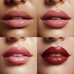 Naklejka premium four lipstick texture, skin pink color, on skin