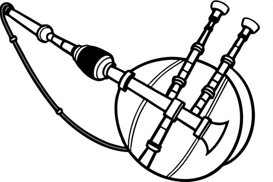 black and white bagpipes musical instrument clip art preview