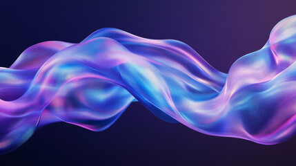 Abstract liquid glass transparent ribbon. Realistic vector illustration of blue and purple spectrum holographic floating wave shape. Iridescent dynamic curve translucent design element flowing in air.