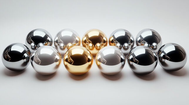 Realistic set of chrome balls isolated on transparent background. Silver, golden, bronze, platinum metal 3D spheres with shadow and light reflection on shiny surface. Jewelry bead. Design element