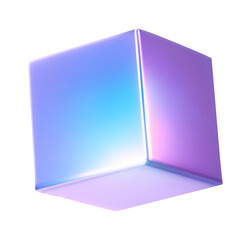 Abstract 3d cube. Neon cube isolated on transparent background. Vector illustration