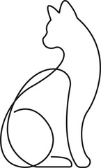 Cat Continuous Line Art Drawing. Cute Cat Simple Line Art Vector Illustration. Minimalist Trendy Contemporary Design Perfect for Wall Art, Prints, Social Media, Posters, Invitations, Branding Design.