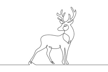 Deer Standing Continuous Line Drawing. Deer Line Drawing Vector Illustration. Animal Minimalist Contour Silhouette for Modern Minimalist Design