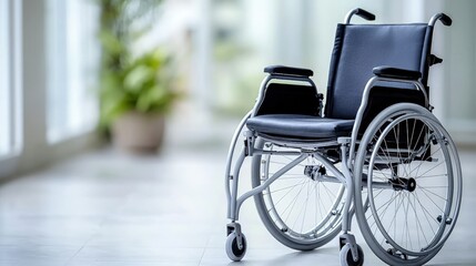 Fototapeta premium Empty wheelchair in a bright room.