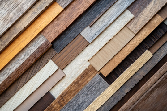 Various types of parquet or laminate abstract top view background..