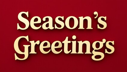 Gold Seasons Greetings on Red Background