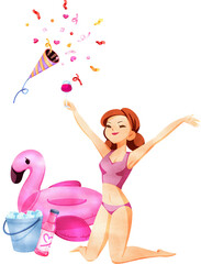 Handdrawn Beach bride vibes digital painting