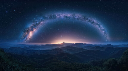 Stunning Crystal Clear View of the Milky Way Galaxy Over Serene Mountain Range
