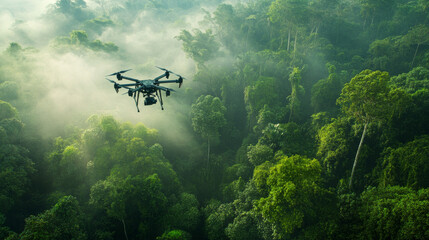 Fototapeta premium Drone Reforestation: Aerial View of Rainforest