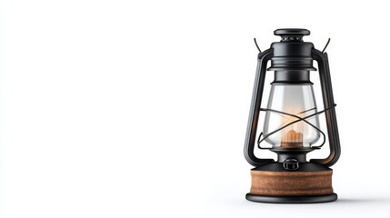 Vintage Lantern with Soft Light on a Minimalist White Background Ideal for Nostalgic Themes and Warm Ambience in Photography and Design Projects