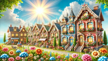 Obraz premium Whimsical Miniature Houses