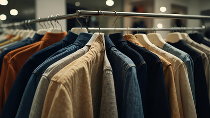 Obraz premium Clothing store rows of good brand clothing at a discount 