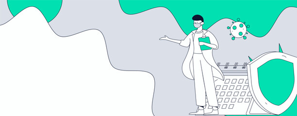 Medical characters fighting the epidemic flat vector concept operation hand drawn illustration
