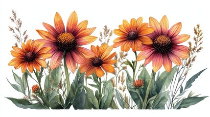 beautiful echinacea flower clipart isolated on a white background echinacea