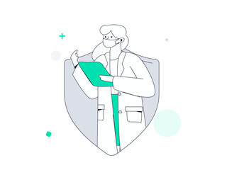 Medical characters fighting the epidemic flat vector concept operation hand drawn illustration
