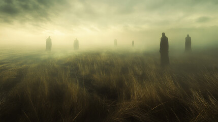 Ethereal Creatures in Foggy Field: Parallel Timeline Manipulation
