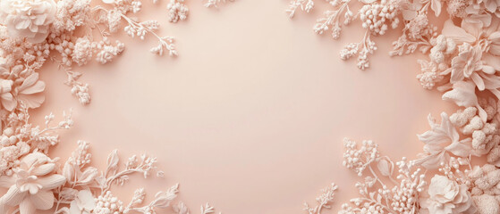 Naklejka premium Floral Frame, Pink Background, Elegant Design, Text Space, 3D Render