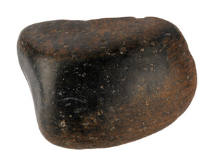 Rounded stone, pebble, cobblestone, isolated on a white background.