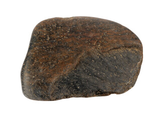 Rounded stone, pebble, cobblestone, isolated on a white background.