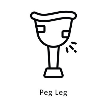 Peg Leg  Vector Outline Icon. Eps 10 file 
