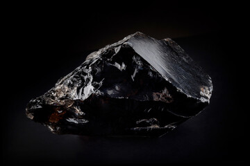Morion on a black background. Mineral sample.
