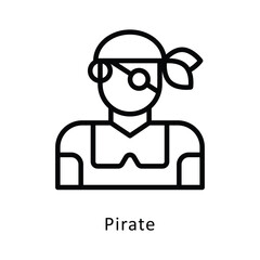Pirate Vector Outline Icon. Eps 10 file 