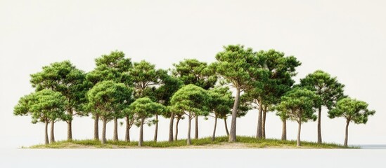 Obraz premium Lush cluster of pine trees showcasing tranquility in a serene park environment creating a natural and calming landscape view
