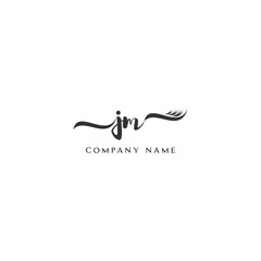 Minimalist JM Logo Design with Abstract Feather Element