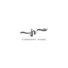 Fototapeta premium Minimalist JR Logo Design with Abstract Feather Element