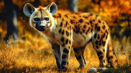 Fototapeta premium illustration of a hyena isolated on a white background hyena