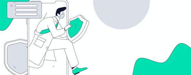 Medical characters fighting the epidemic flat vector concept operation hand drawn illustration

