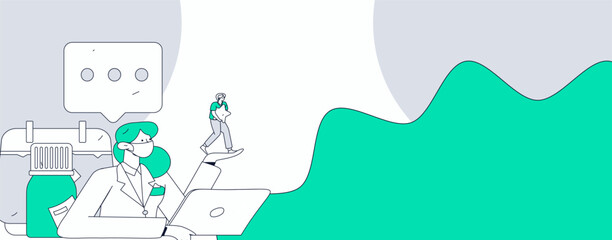 Medical characters fighting the epidemic flat vector concept operation hand drawn illustration
