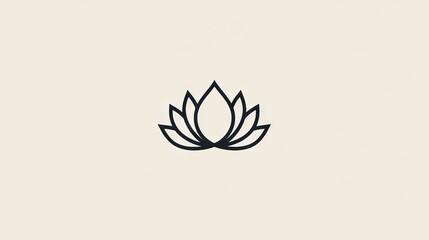 24.A minimalist lotus icon in black, with each petal outlined in a soft, rounded style. The design is simple and cute, with a balanced symmetry, ideal for branding or as a decorative icon for