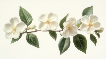 Obraz premium illustration of arabian jasmine flower isolated on a white background jasmine