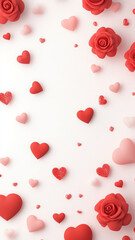 Beautiful arrangement of red and pink hearts with roses for Valentine Day