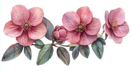 illustration of hellebores flower isolated on a white background hellebores