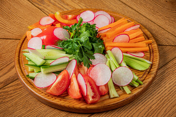 fresh vegetables on the wooden board