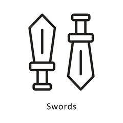 Swords Vector Outline Icon. Eps 10 file 