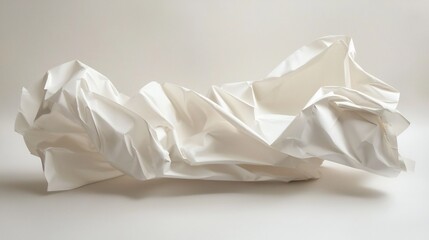 Meticulously Folded and Crumpled Paper Arrangement with Crisp Creases and Subtle Lighting Effects