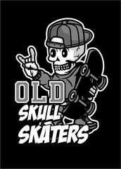 skull skateboard cartoon