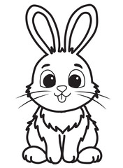 Cute bunny cartoon character coloring page vector illustration