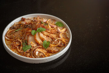 Rustic Thai Cuisine - Nam Tok Moo with Local Fresh Ingredients