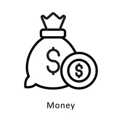Money Vector Outline Icon. Eps 10 file 
