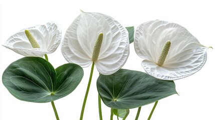 photo of anthurium laceleaf isolated on a white background anthurium