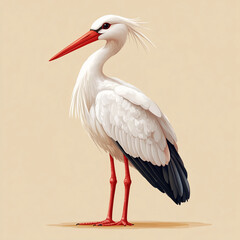 Fototapeta premium Cute Bird Stork Cartoon Vector Style