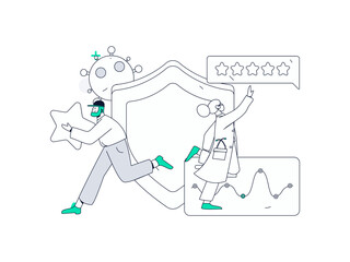 Medical characters fighting the epidemic flat vector concept operation hand drawn illustration
