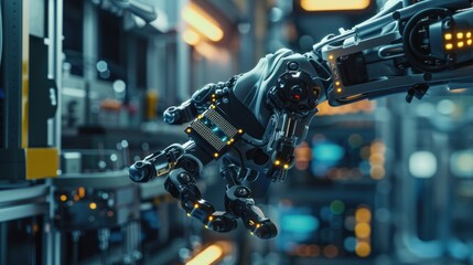 Advanced Robotic Arm in Futuristic Factory Setting