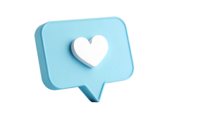 heart shaped speech box 3d render icon isolated on transparent background cutout